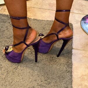Versace Purple Heels with Gold Accent